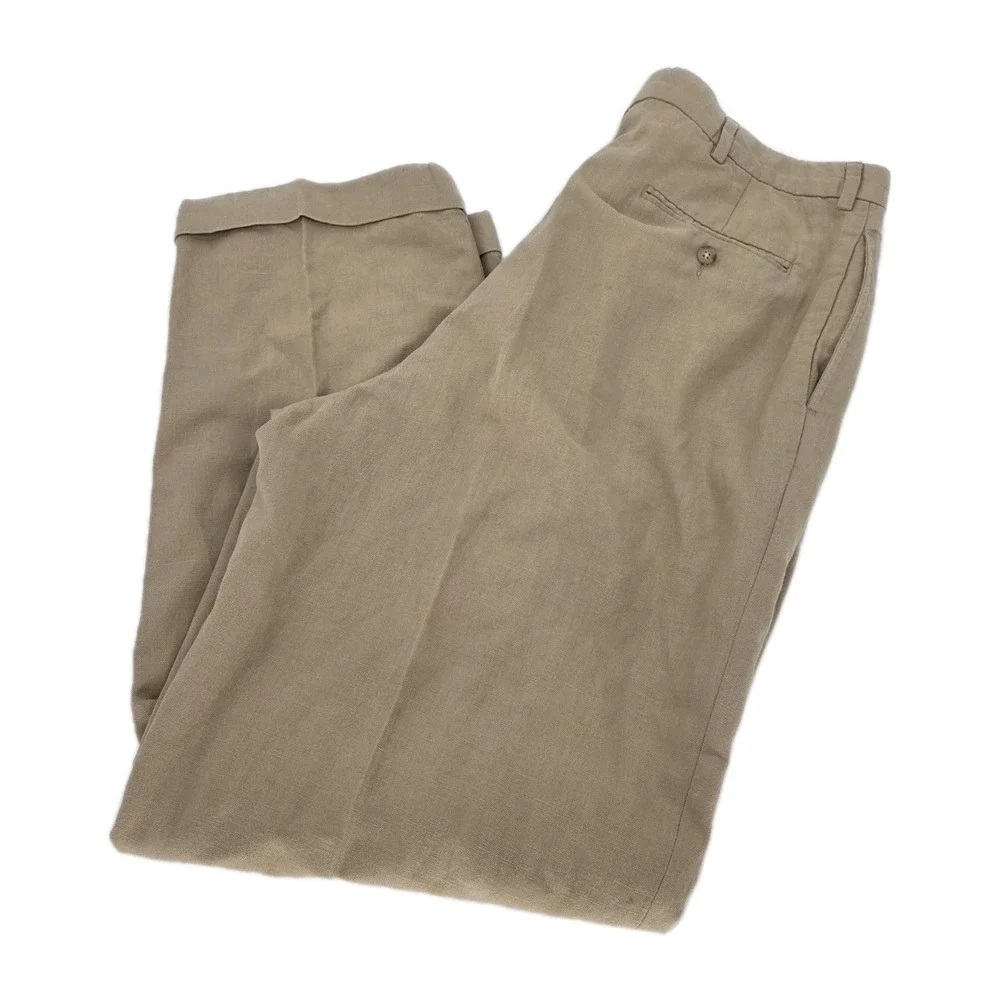 Vintage Polo Ralph Lauren Linen Blend Pleated Pants‎ 36x30 USA Trousers 90s